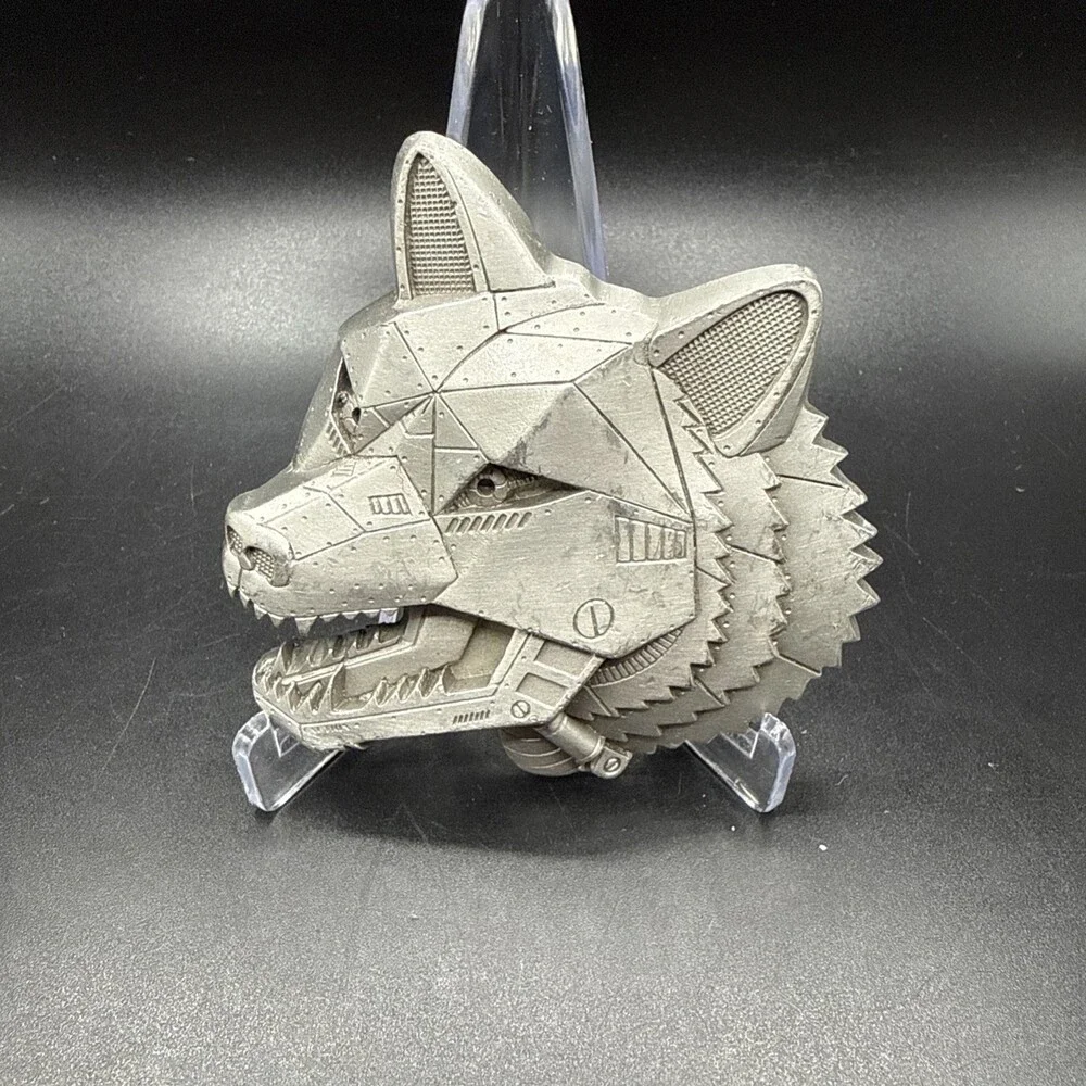 Vintage 1997 GAP Robotic Wolf Steampunk Fantasy Mechanical Sci-Fi Belt Buckle